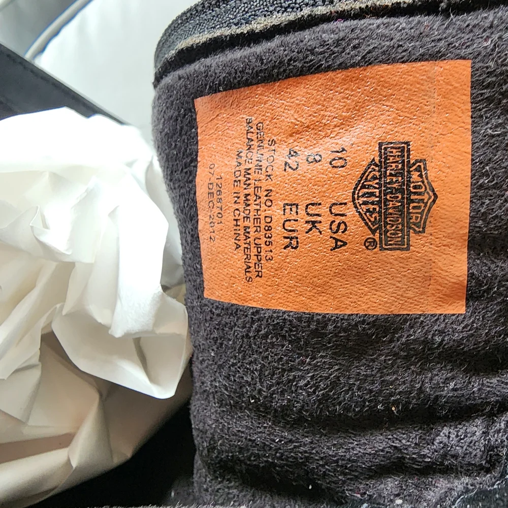 Harley-Davidson Black Strapped Leather Heeled Knee Boots - Picture 4 of 7